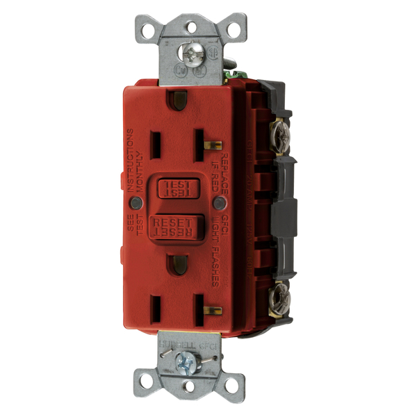 Hubbell Wiring Device-Kellems Power Protection Products, Straight Blade Devices, Receptacle, GFCI, Commercial Grade, Self Test, 20A 125V, 2-Pole 3-Wire Grounding, 5-20R, US Product GFRST20RU